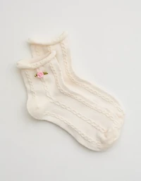 Aerie 3D Rosette Quarter Socks