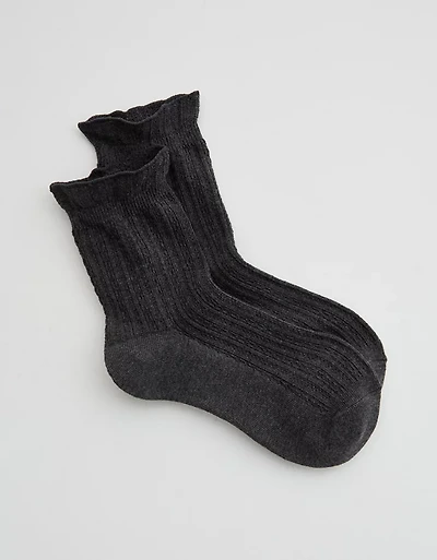 Aerie Pointelle Ruffle Edge Quarter Socks