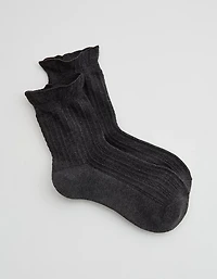 Aerie Pointelle Ruffle Edge Quarter Socks