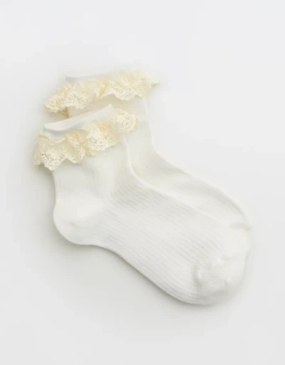 Aerie Lace Trim Quarter Socks