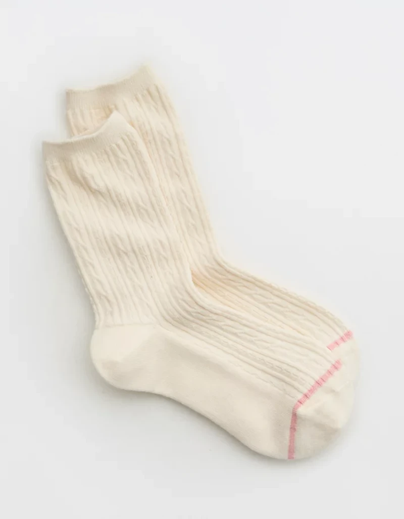 Aerie Solid Cable Crew Socks