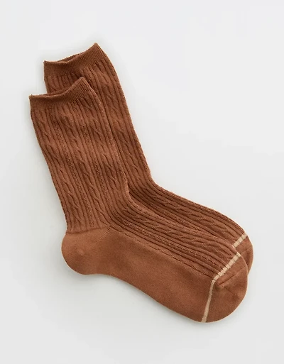 Aerie Solid Cable Crew Socks