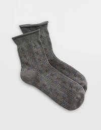 Aerie Rolled Edge Pointelle Quarter Socks