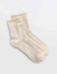 Aerie Rolled Edge Pointelle Quarter Socks
