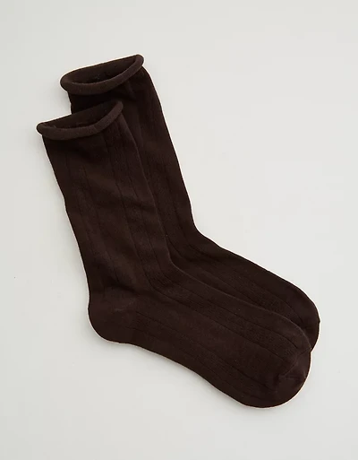 Aerie Knit Pointelle Crew Socks