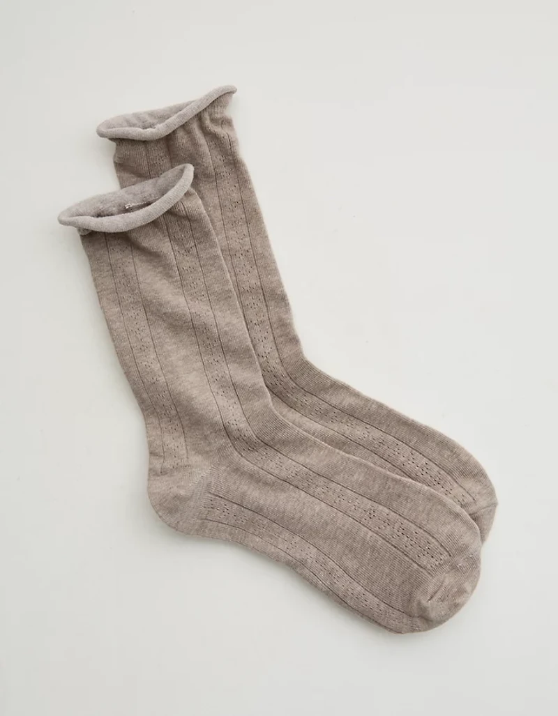 Aerie Knit Pointelle Crew Socks