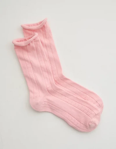 Aerie Knit Pointelle Crew Socks