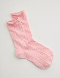 Aerie Knit Pointelle Crew Socks
