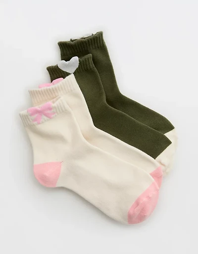 Aerie Peaking Icon Quarter Socks 2-Pack
