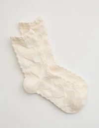 Aerie Heart Pointelle Crew Socks