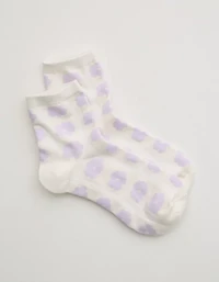 Aerie Puffy Daisy Pointelle Quarter Socks