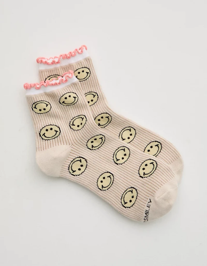 Aerie | Smiley® Ribbed Quarter Socks
