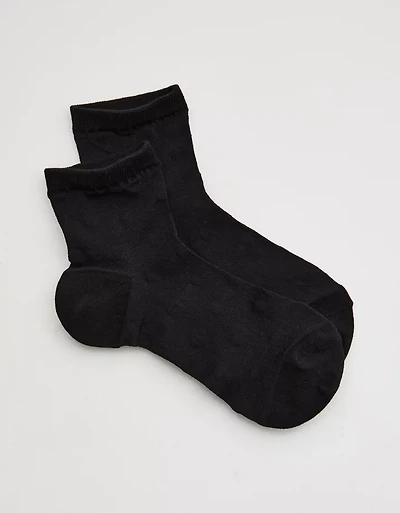 Aerie Sheer Happiness Lace Quarter Socks