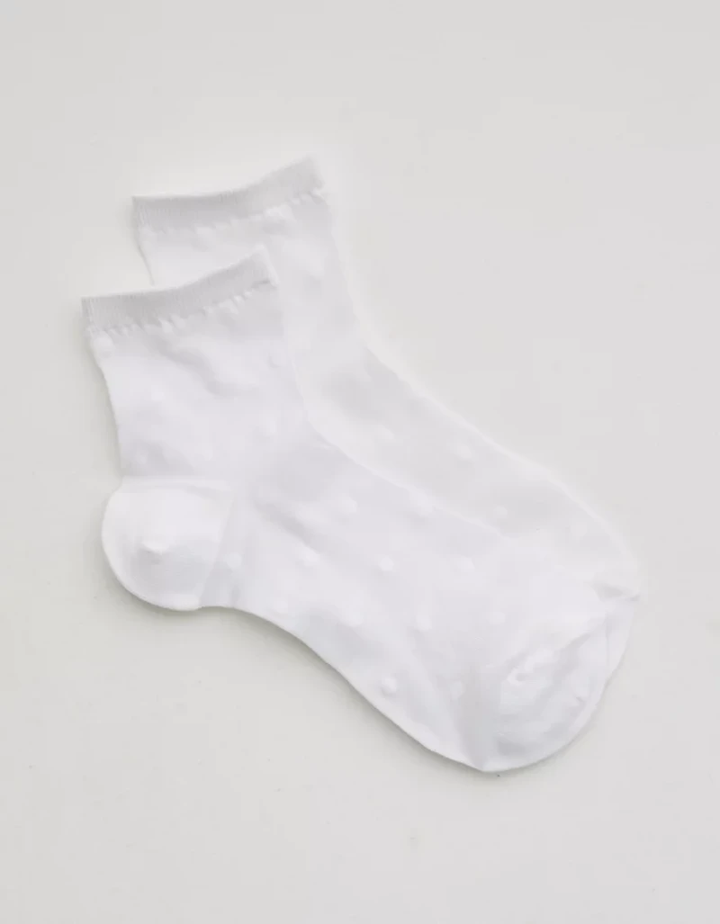 Aerie Sheer Happiness Lace Quarter Socks