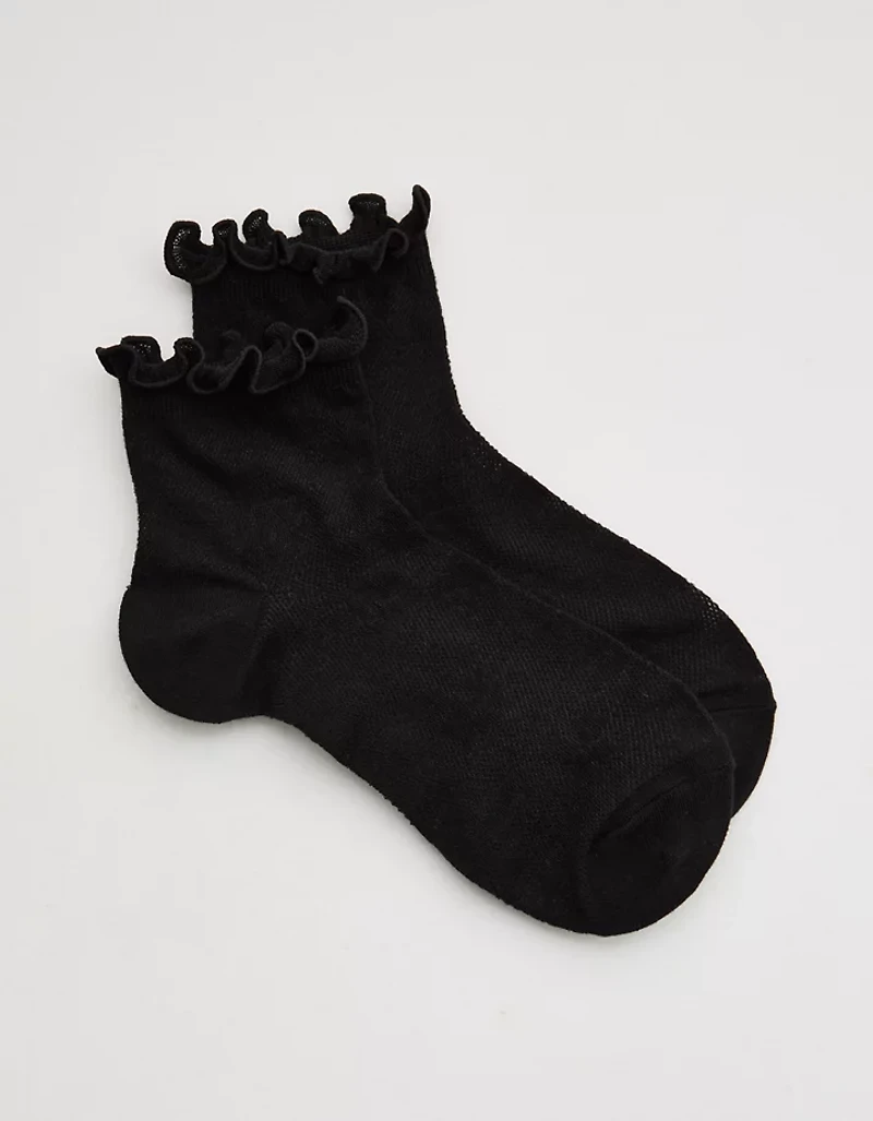 Aerie Lace Lettuce Edge Quarter Socks
