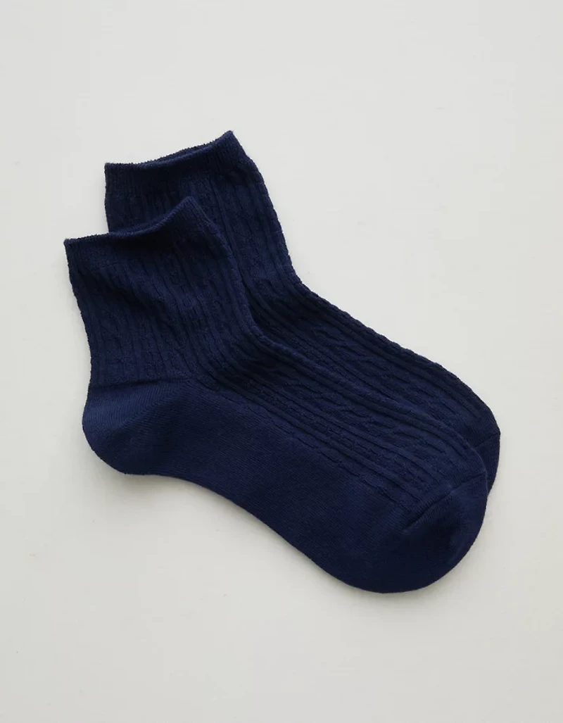 Aerie Cable Quarter Socks