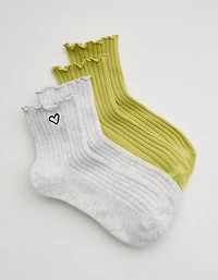 Aerie Lettuce Edge Quarter Sock 2-Pack