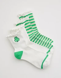 Aerie Ribbed Cotton Quarter Socks