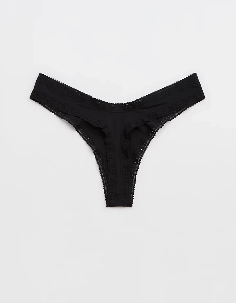 SMOOTHEZ Microfiber Lace Thong Underwear