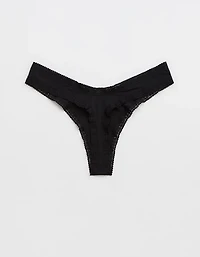 SMOOTHEZ Microfiber Lace Thong Underwear