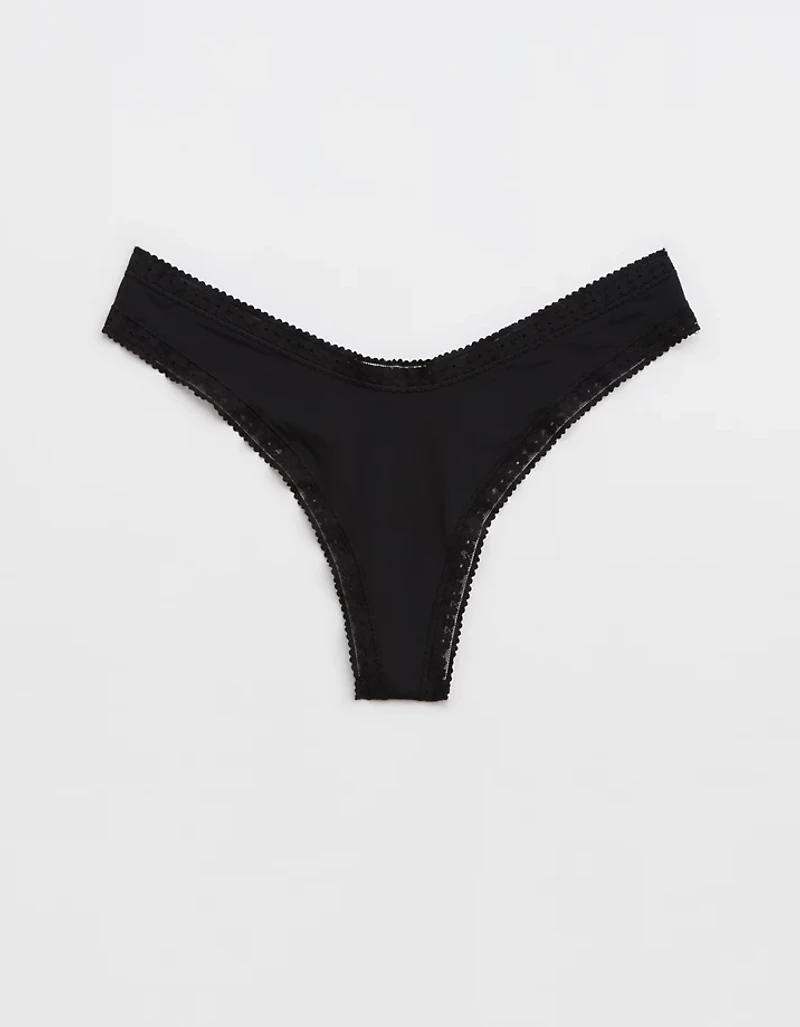 SMOOTHEZ Microfiber Lace Thong Underwear