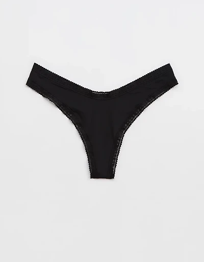 SMOOTHEZ Microfiber Lace Thong Underwear