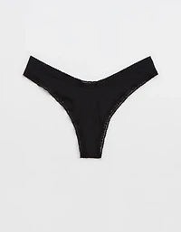 SMOOTHEZ Microfiber Lace Thong Underwear