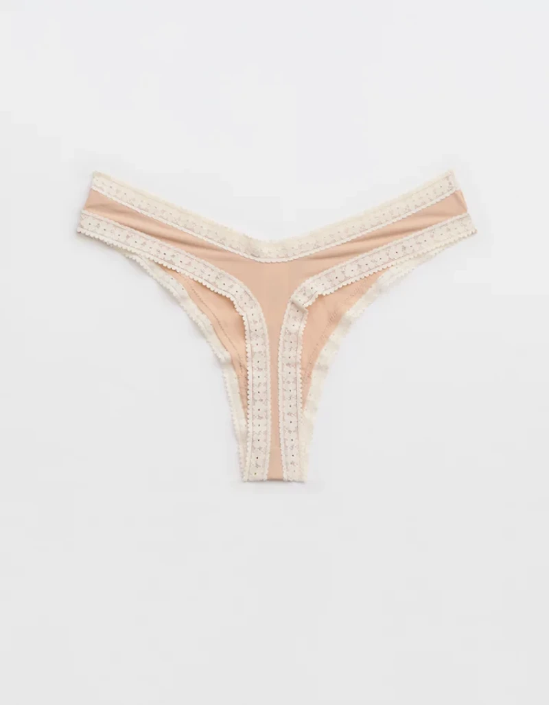 SMOOTHEZ Microfiber Lace Thong Underwear