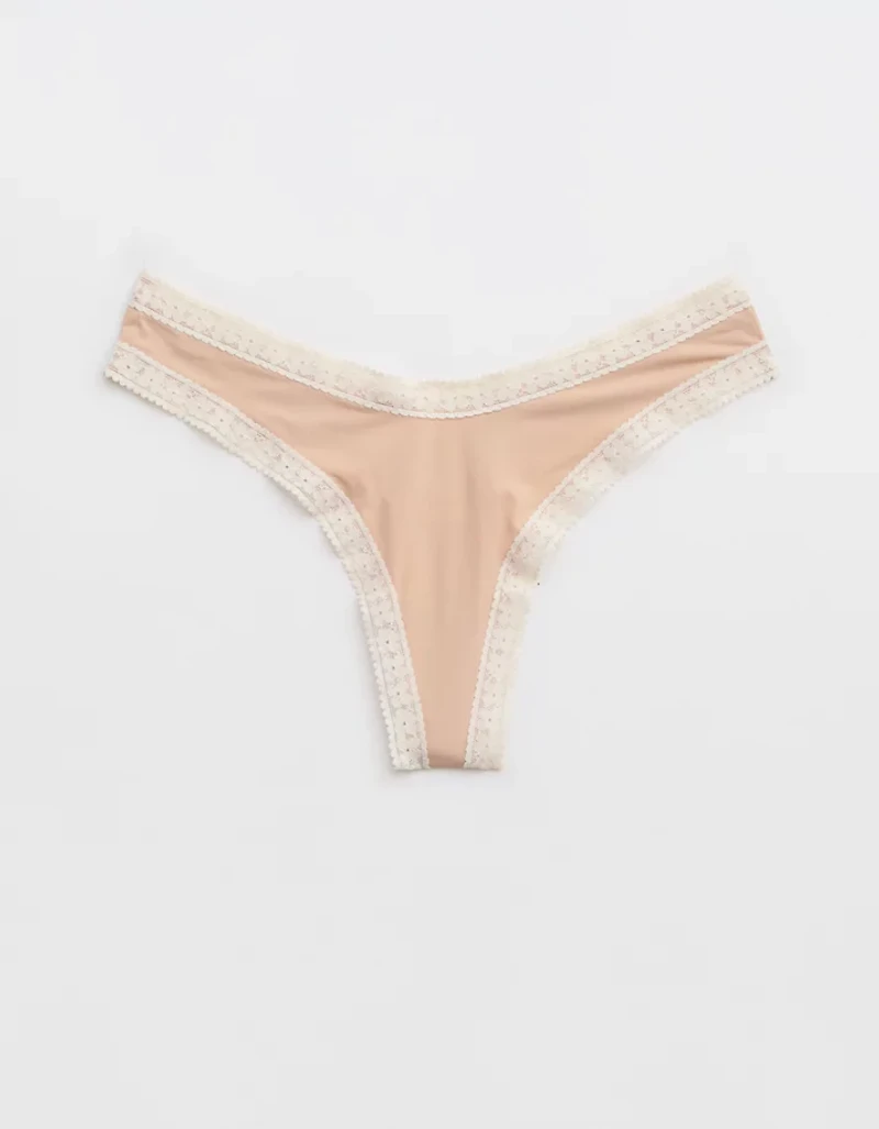 SMOOTHEZ Microfiber Lace Thong Underwear