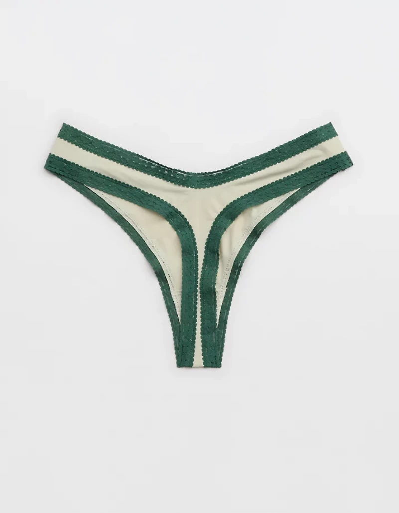 SMOOTHEZ Microfiber Lace Thong Underwear