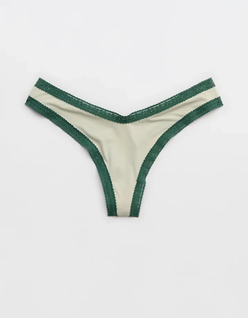 SMOOTHEZ Microfiber Lace Thong Underwear