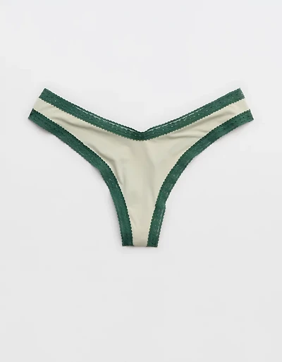 SMOOTHEZ Microfiber Lace Thong Underwear