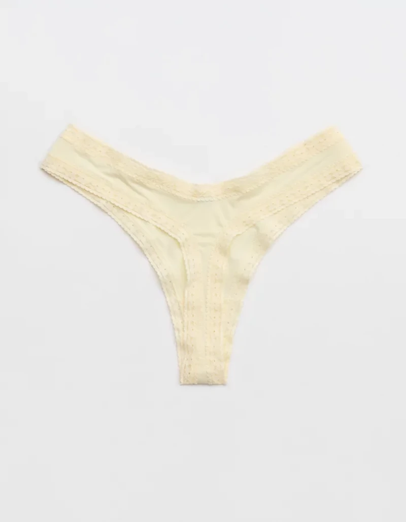 SMOOTHEZ Microfiber Lace Thong Underwear