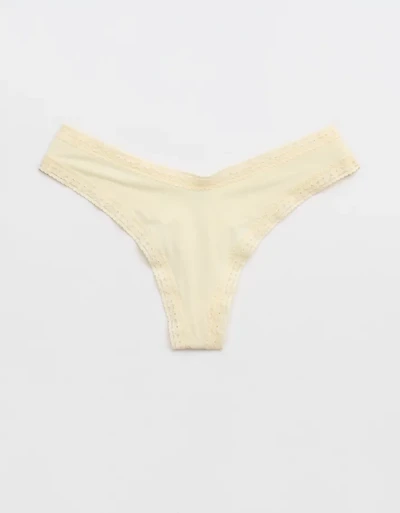 SMOOTHEZ Microfiber Lace Thong Underwear