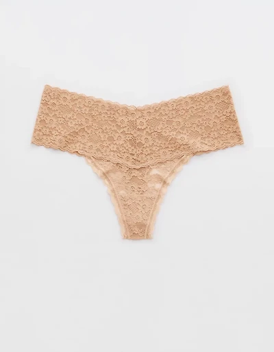 Show Off Vintage Lace Wide Waistband Thong Underwear