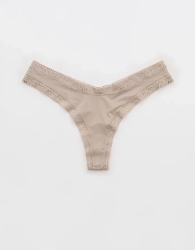 SMOOTHEZ Microfiber Lace Thong Underwear