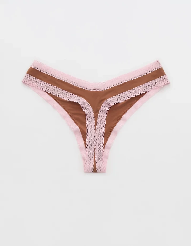 SMOOTHEZ Microfiber Lace Thong Underwear