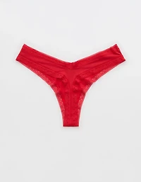 SMOOTHEZ Microfiber Lace Thong Underwear