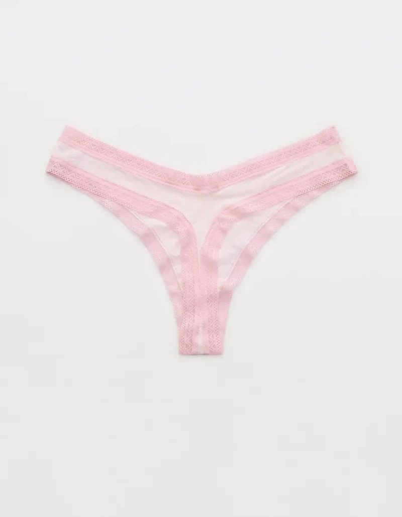 SMOOTHEZ Microfiber Lace Thong Underwear
