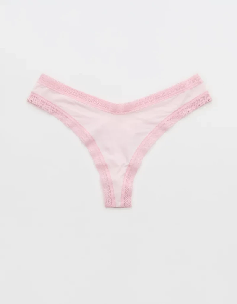 SMOOTHEZ Microfiber Lace Thong Underwear