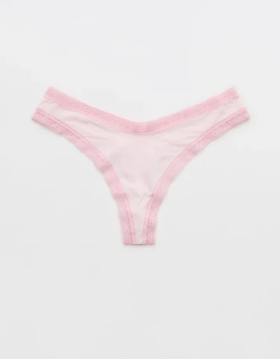 SMOOTHEZ Microfiber Lace Thong Underwear
