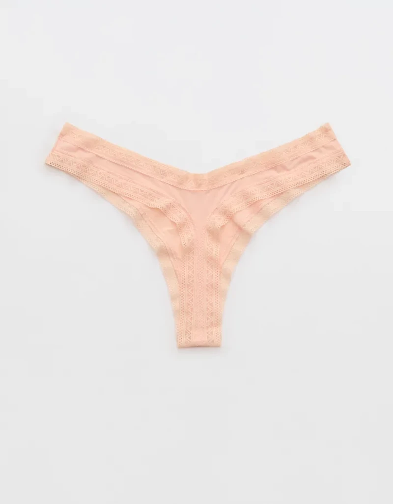 SMOOTHEZ Microfiber Lace High Cut Thong Underwear
