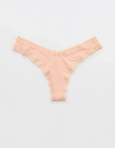 SMOOTHEZ Microfiber Lace High Cut Thong Underwear