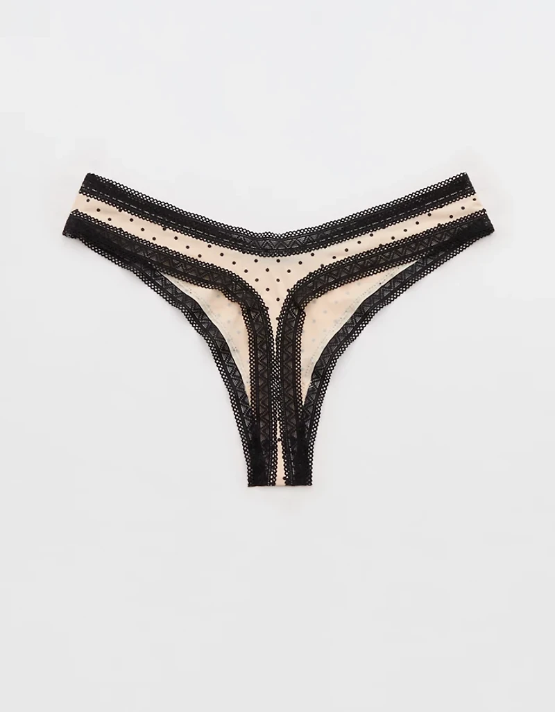 SMOOTHEZ Microfiber Lace Thong Underwear