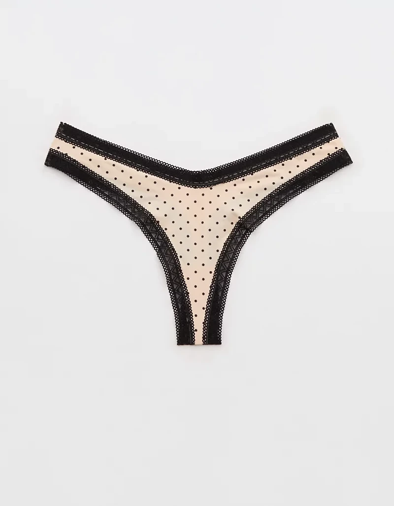 SMOOTHEZ Microfiber Lace Thong Underwear