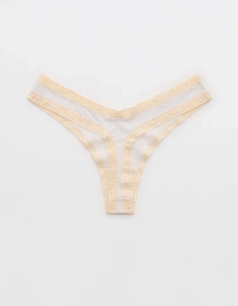 SMOOTHEZ Microfiber Lace High Cut Thong Underwear