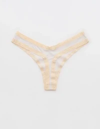 SMOOTHEZ Microfiber Lace High Cut Thong Underwear