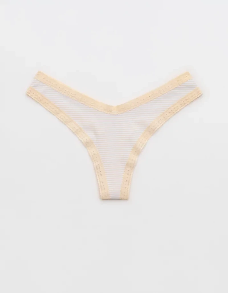 SMOOTHEZ Microfiber Lace High Cut Thong Underwear
