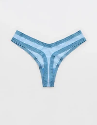 SMOOTHEZ Microfiber Lace High Cut Thong Underwear