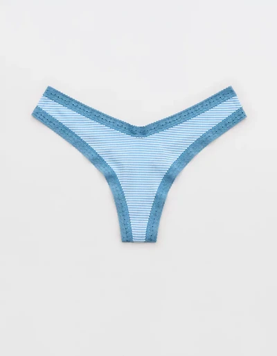 SMOOTHEZ Microfiber Lace High Cut Thong Underwear